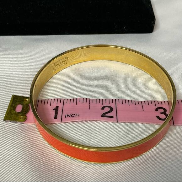 KATE SPADE NEW YORK GOLD TONE ORANGE CRUSH ENAMEL BANGLE BRACELET 3” - Picture 8 of 8